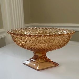 Unbranded Westmoreland Diamond Cut Hobnail Pedestal Compote, Oval Bowl